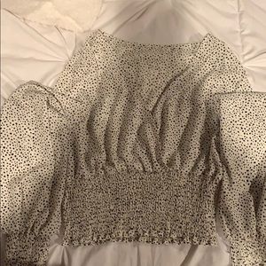 Long Sleeve Polka Dot Crop Top